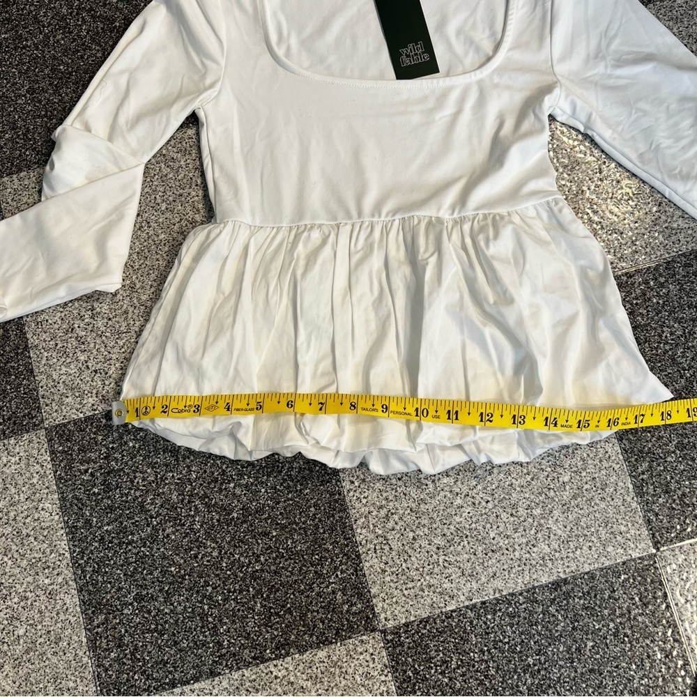 NWT Wild Fable White Long Sleeve Peplum Blouse XS - Picture 6 of 9